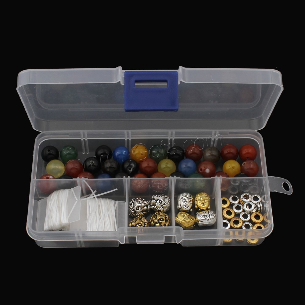 Полудрагоценный камень DIY Браслет, с пластиковая коробка, Круглая, разный размер для выбора, продается Box