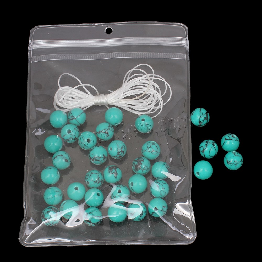 turquoise synthétique DIY Bracelet, avec PE plastique & fil élastique, Rond, normes différentes pour le choix, plus de couleurs à choisir, Vendu par sac