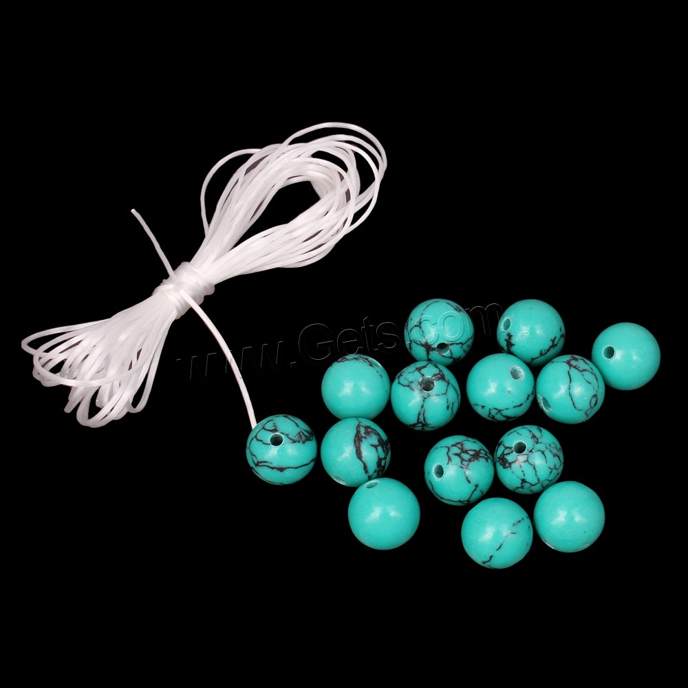 Synthetic Turquoise DIY Bracelet, with PE Plastic & Elastic Thread, Round, different size for choice, more colors for choice, Sold By Bag