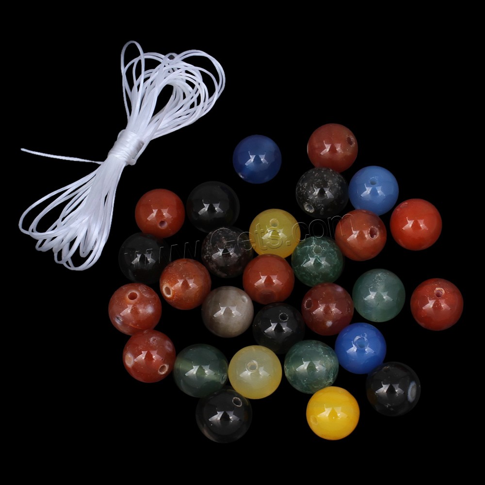 Gemstone DIY Bracelet, with PE Plastic & Elastic Thread, Round, different size for choice, Sold By Bag