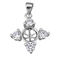 Brass Pendant Component, Cross, platinum plated, micro pave cubic zirconia 1mm Approx 4mm, Inner Approx 7mm 