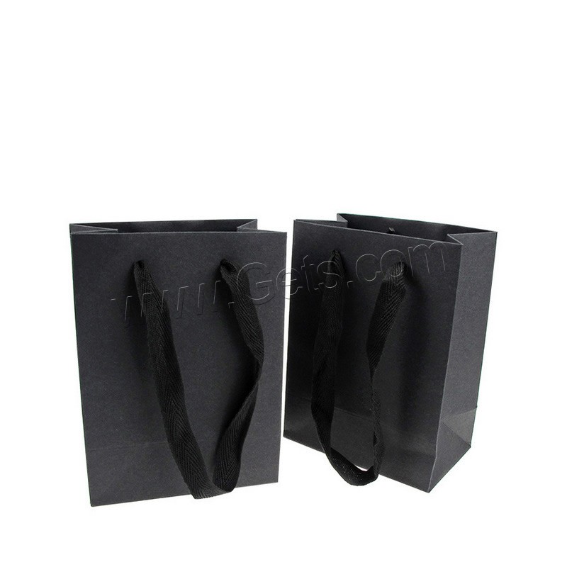 Kraft Gift Bag, with Satin Ribbon, Rectangle, different size for choice, black, Sold By PC