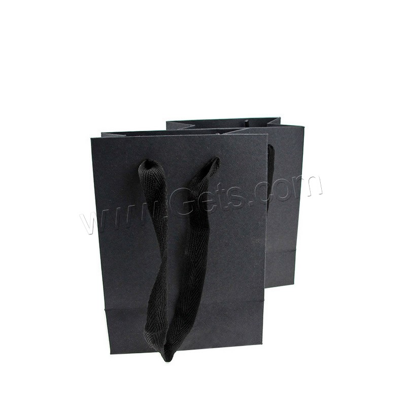 Kraft Gift Bag, with Satin Ribbon, Rectangle, different size for choice, black, Sold By PC
