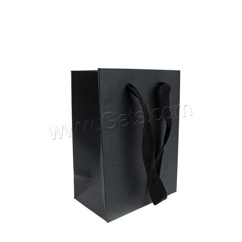 Kraftpapier Geschenk Tasche, mit Satinband, Rechteck, verschiedene Größen vorhanden, schwarz, verkauft von PC