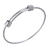Stainless Steel Bangle, adjustable & for woman, original color, 2mm, Inner Approx 63mm 