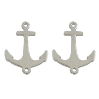 Stainless Steel Charm Connector, Anchor, nautical pattern & 1/1 loop, original color Approx 1mm 