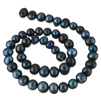 Perlas Patata Freshwater, Perlas cultivadas de agua dulce, Negro, 8-9mm, agujero:aproximado 0.8mm, longitud:aproximado 14.5 Inch, Vendido por Sarta