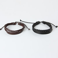 Unisex Bracelet, cuir PU, unisexe, plus de couleurs à choisir, 170-240mm Environ 9 pouce, Vendu par brin
