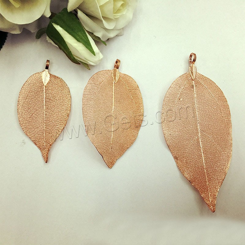 Zinc Alloy Leaf Pendants, gold color plated, different size for choice, lead & cadmium free, Sold By PC