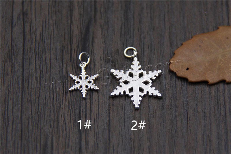 Sterling Silver Pendants, 925 Sterling Silver, Snowflake, different size for choice, Hole:Approx 1mm, Sold By PC