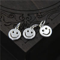 Sterling Silver Pendants, 925 Sterling Silver, Smiling Face, 10mm Approx 2mm 