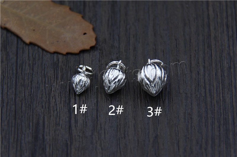 Sterling Silver Pendants, 925 Sterling Silver, Flower Bud, different size for choice, Hole:Approx 2-3mm, Sold By PC