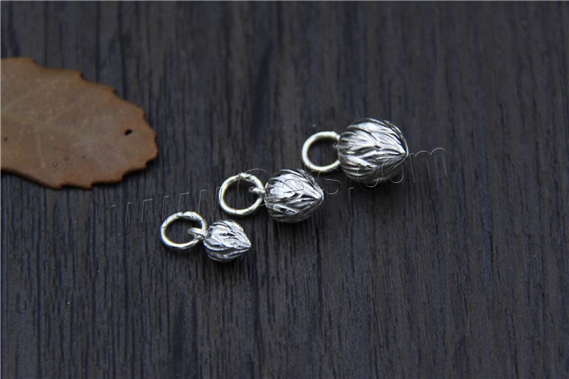Sterling Silver Pendants, 925 Sterling Silver, Flower Bud, different size for choice, Hole:Approx 2-3mm, Sold By PC