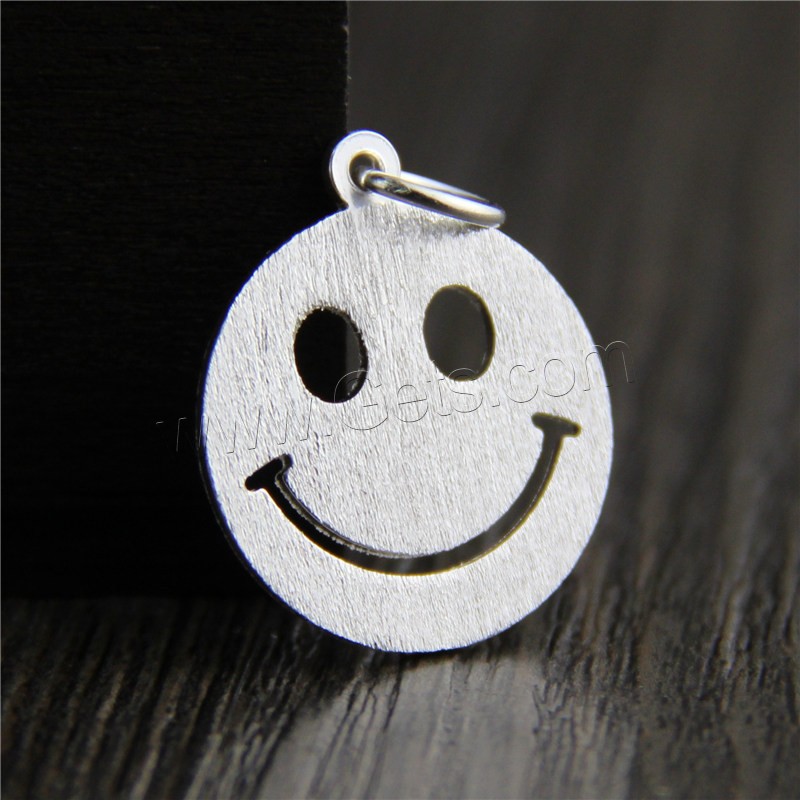 Sterling Silver Pendants, 925 Sterling Silver, Smiling Face, different size for choice & brushed, Hole:Approx 2mm, Sold By PC