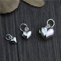 Серебряное сердце подвески, Серебро 925 пробы, Сердце, разный размер для выбора, отверстие:Приблизительно 2-3mm, продается PC