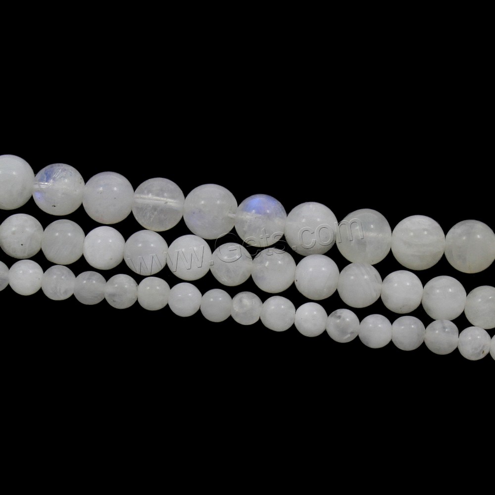 Mondstein Perlen, Blauer Mondstein, rund, natürlich, verschiedene Größen vorhanden, Bohrung:ca. 1mm, Länge:ca. 15.5 ZollInch, verkauft von Strang
