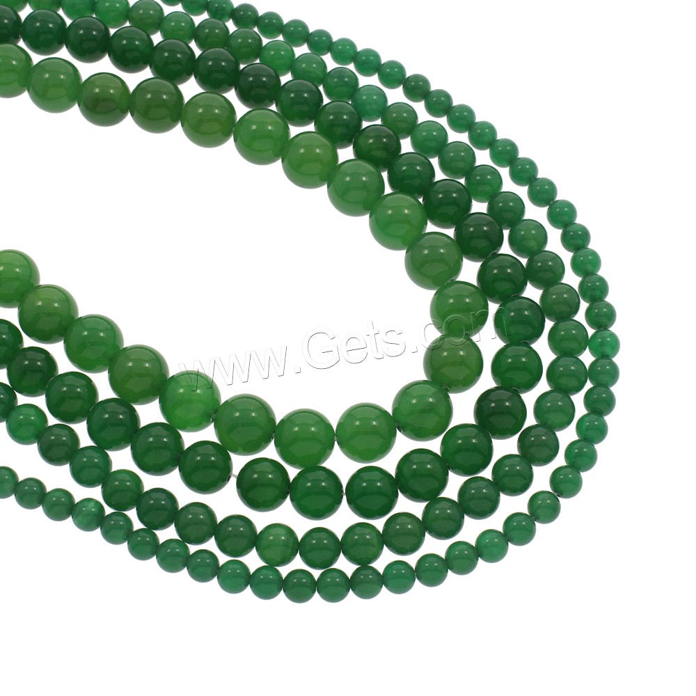 Natural Green Agate Beads, Round, different size for choice, Hole:Approx 1mm, Length:Approx 15.5 Inch, Sold By Strand