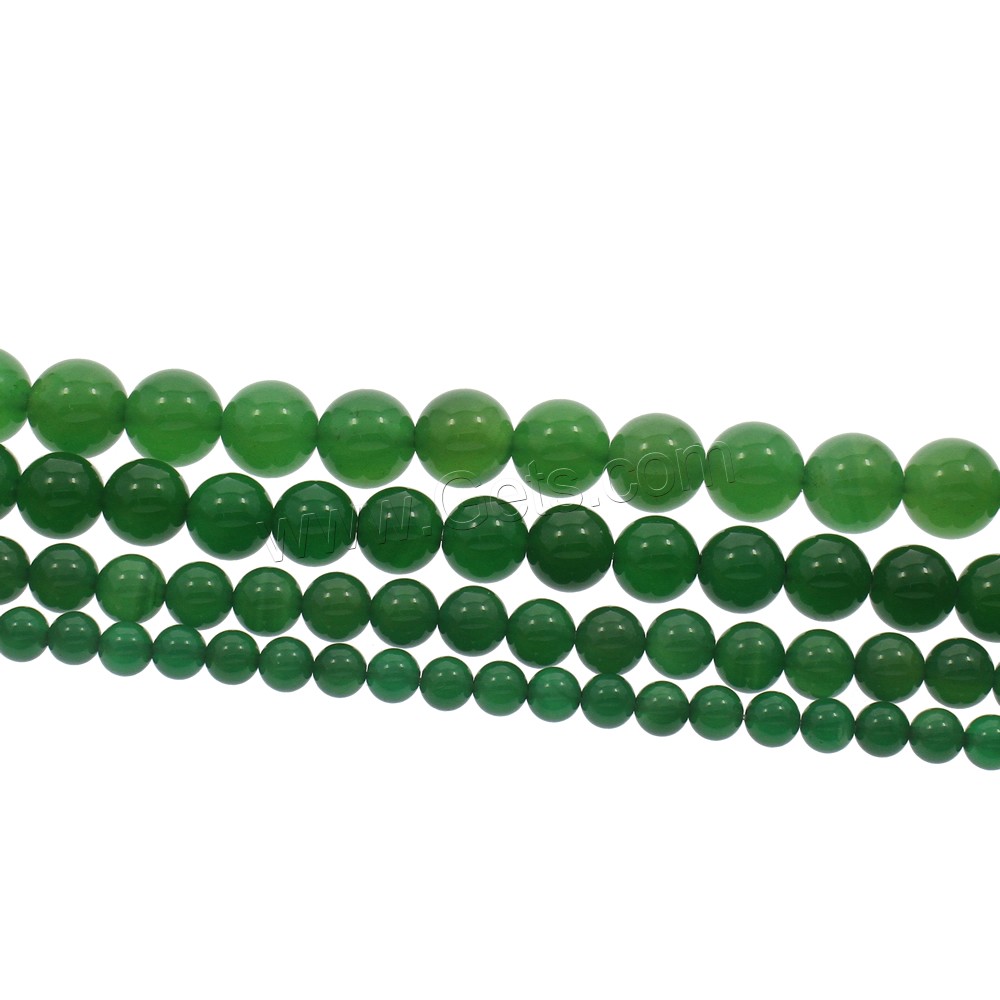 Abalorios de Ágata Verde, Esférico, diverso tamaño para la opción, agujero:aproximado 1mm, longitud:aproximado 15.5 Inch, Vendido por Sarta