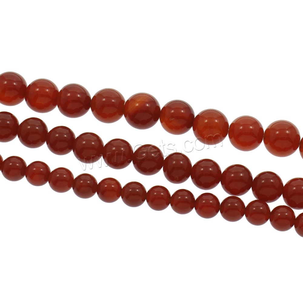Natürlich rote Achat Perlen, Roter Achat, rund, verschiedene Größen vorhanden, Bohrung:ca. 1mm, Länge:ca. 15.5 ZollInch, verkauft von Strang