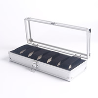 Aluminum Watch Box, with Velveteen & Iron & Acrylic, Rectangle, platinum color plated 
