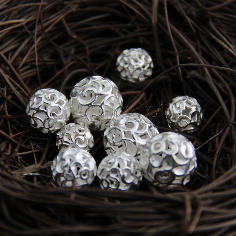 Sterling Silver Hollow Beads, 925 Sterling Silver, Round, different size for choice, Sold By PC