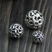 Thailand Sterling Silver Beads, Round & hollow 