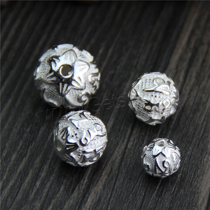 925 Sterling Silver Beads, Round, om mani padme hum & different size for choice, Sold By PC