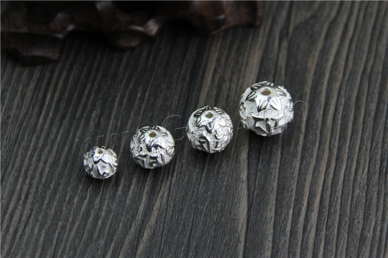 925 Sterling Silber Perle, rund, om mani padme hum & verschiedene Größen vorhanden, verkauft von PC