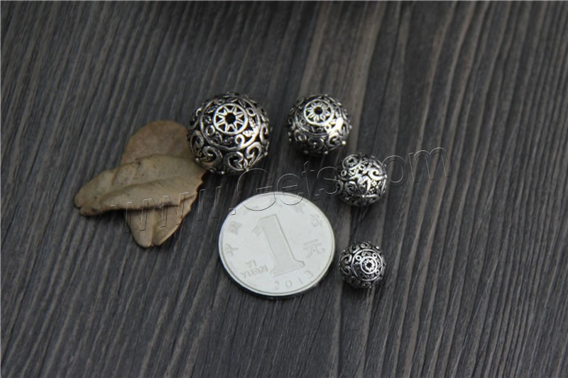 Perles en argent massif de Bali, Thaïlande, Rond, normes différentes pour le choix & creux, Vendu par PC