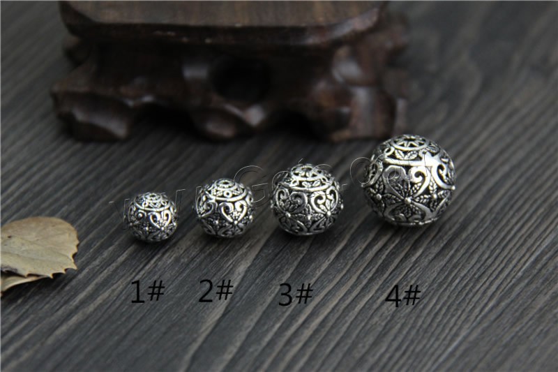 Perles en argent massif de Bali, Thaïlande, Rond, normes différentes pour le choix & creux, Vendu par PC