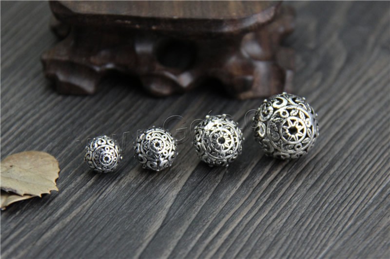 Bali Sterling Silber Perlen, Thailand, rund, verschiedene Größen vorhanden & hohl, verkauft von PC