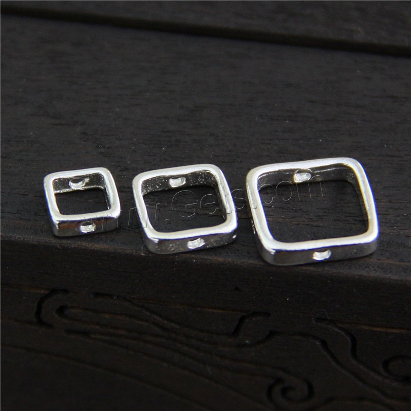 925 Sterling Silver Bracelet Findings, Square, different size for choice, Hole:Approx 1mm, Sold By PC