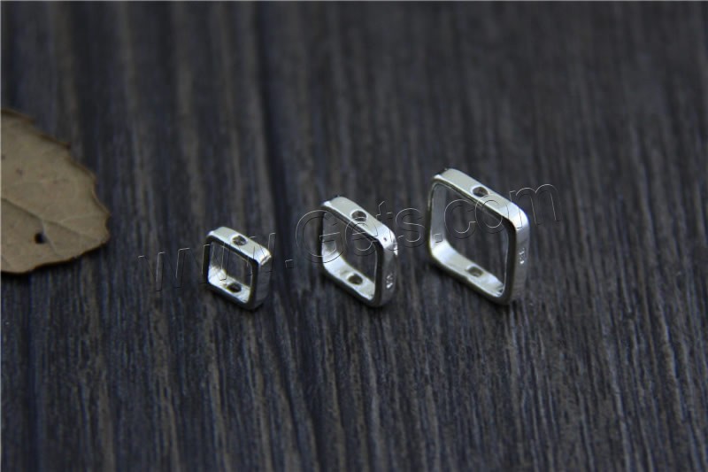 925 Sterling Silver Bracelet Findings, Square, different size for choice, Hole:Approx 1mm, Sold By PC