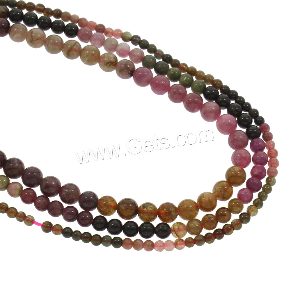 Natürlicher Turmalin Perlen, rund, Oktober Birthstone & verschiedene Größen vorhanden, Länge:ca. 15.5 ZollInch, verkauft von Strang