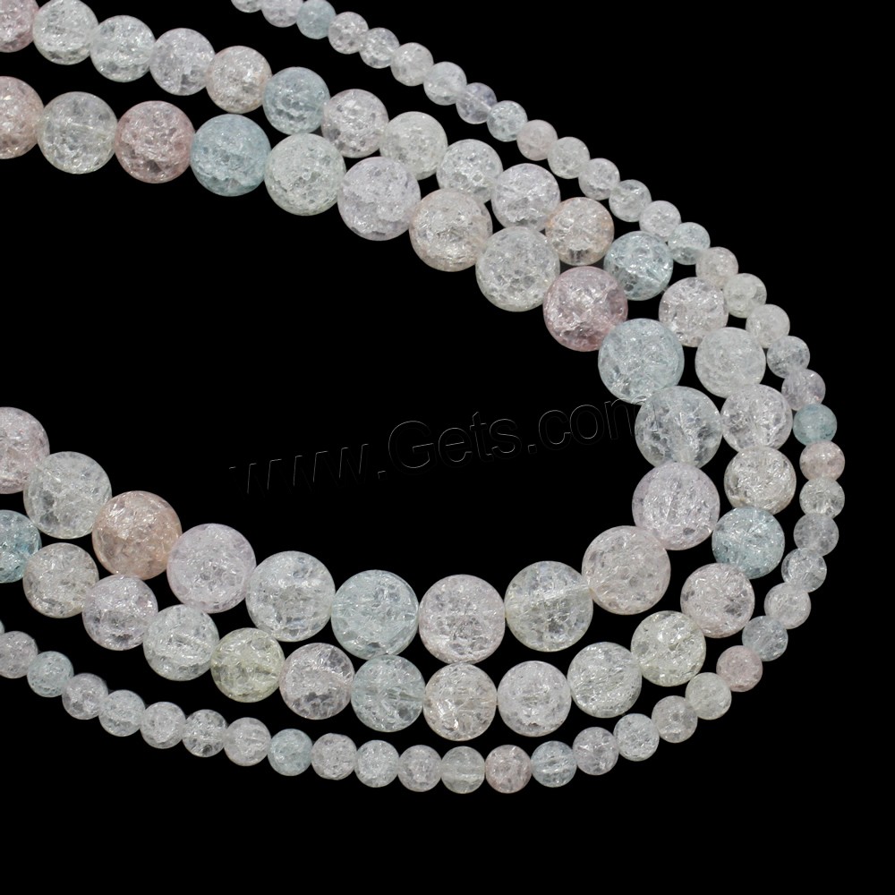 Crackle Glass Beads, Round, different size for choice, Hole:Approx 1mm, Length:Approx 15.5 Inch, Sold By Strand