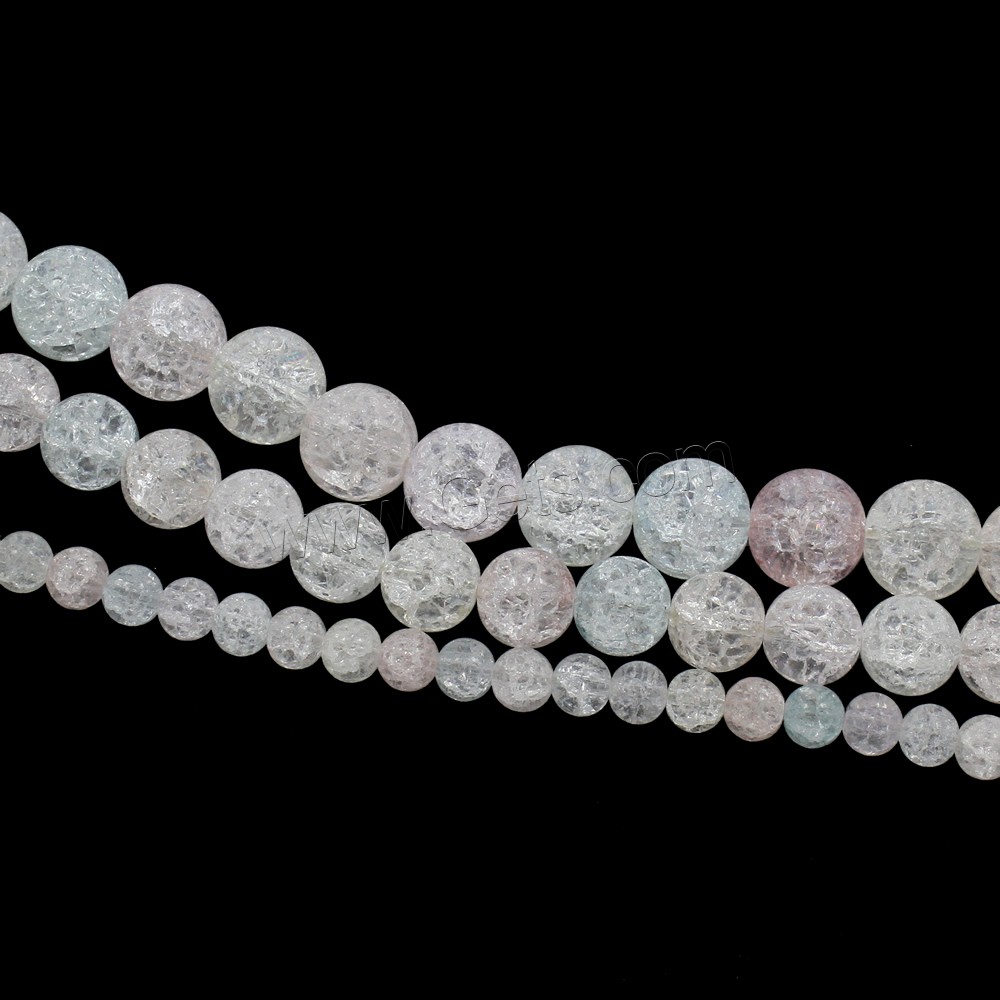 Perles en verre craquelé, Rond, normes différentes pour le choix & craquelure, Trou:Environ 1mm, Longueur:Environ 15.5 pouce, Vendu par brin