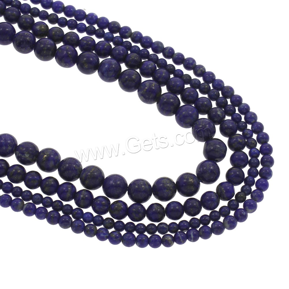 Natural Lapis Lazuli Beads, Round, different size for choice, Hole:Approx 1mm, Length:Approx 15.5 Inch, Sold By Strand