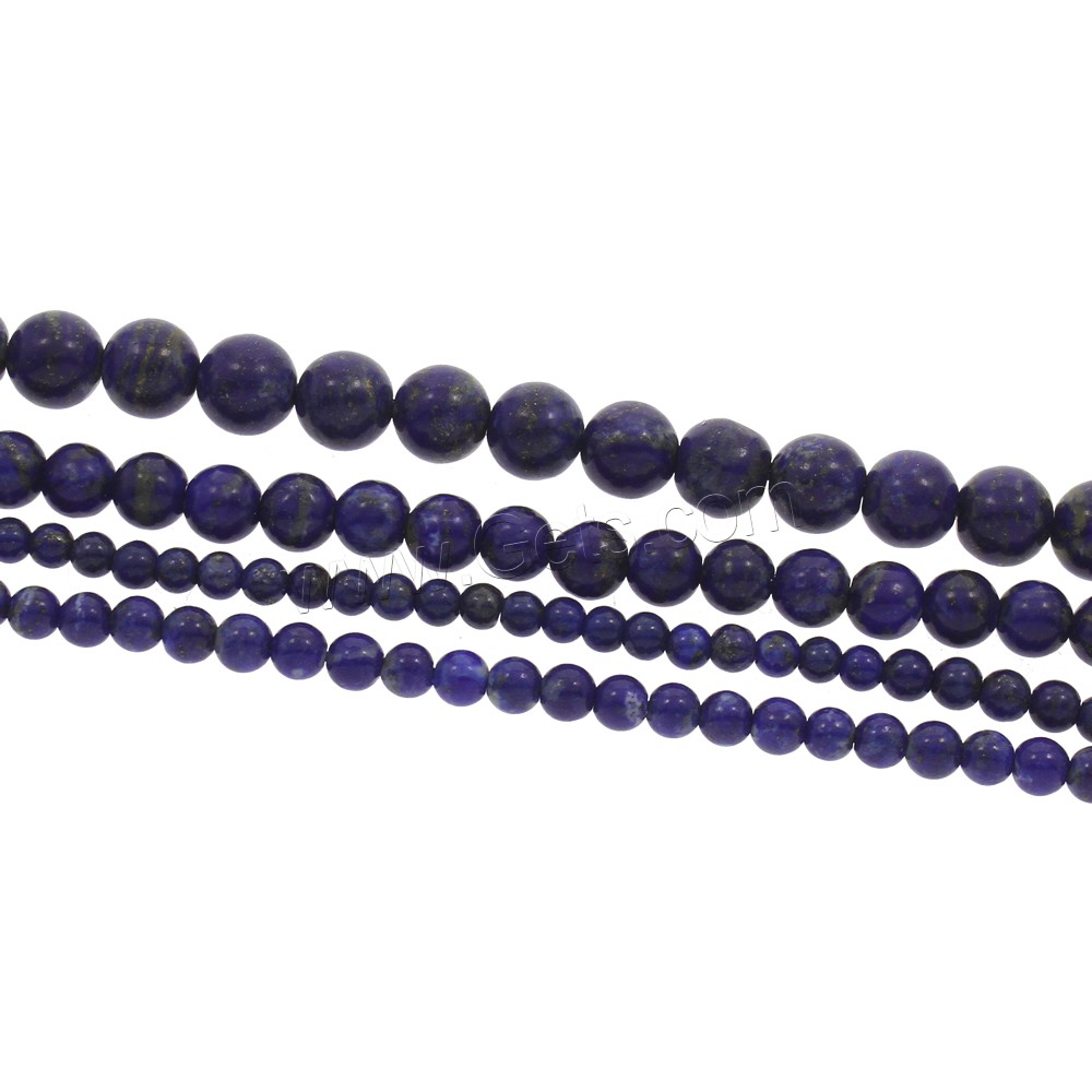 Natural Lapis Lazuli Beads, Round, different size for choice, Hole:Approx 1mm, Length:Approx 15.5 Inch, Sold By Strand