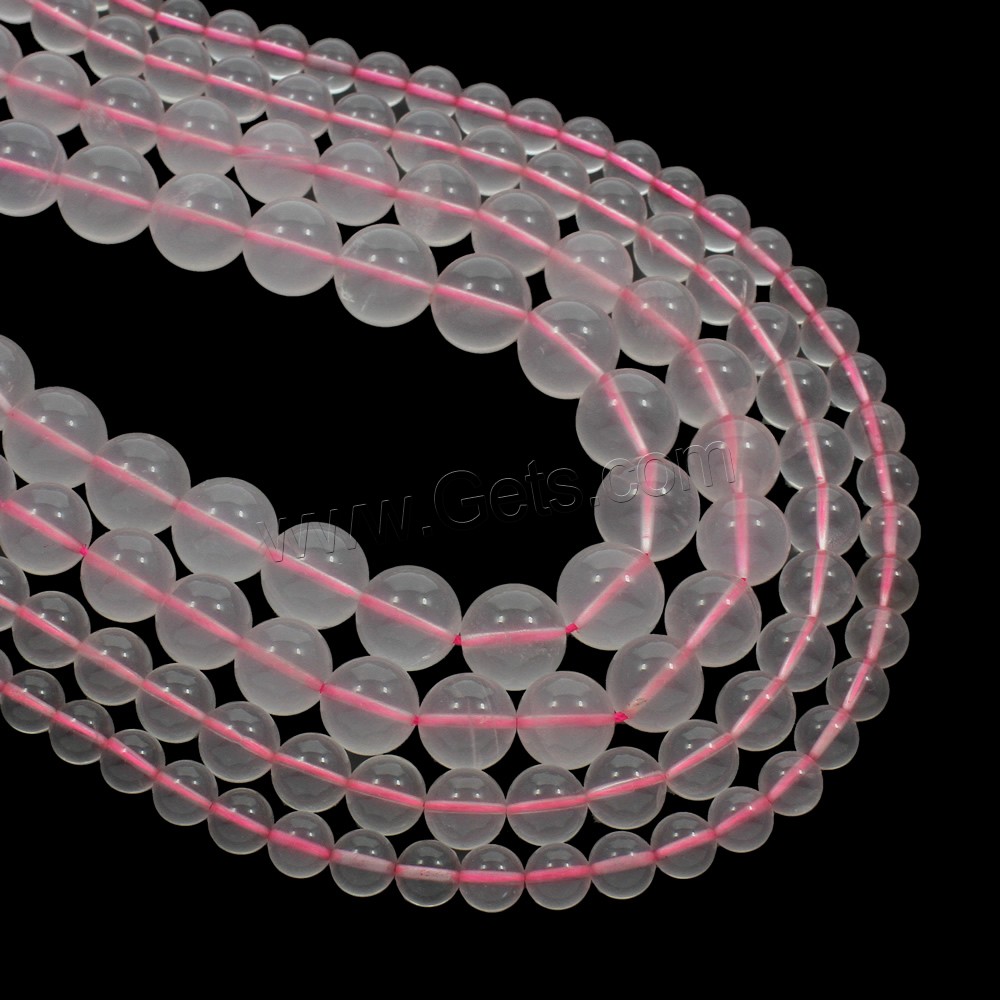 Natural Rose Quartz Beads, Round, Hole:Approx 1mm, Length:Approx 15.5 Inch, Sold By Strand