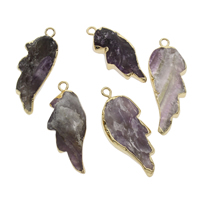 Amethyst Pendant, with Zinc Alloy, Wing Shape, gold color plated, February Birthstone Approx 2mm 