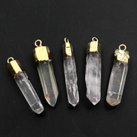 Clear Quartz Pendant, with Zinc Alloy, Icicle, gold color plated - Approx 2mm 