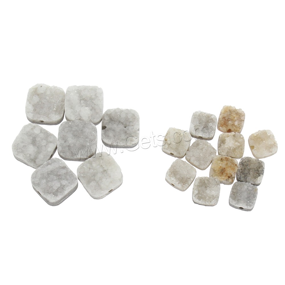 Stainless Steel Oval Chain, Ice Quartz Agate, Square, druzy style & different size for choice, Hole:Approx 1mm, Sold By PC