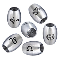 Stainless Steel European Beads, Oval, with constellation symbols & matte Approx 5mm 