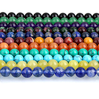 Edelstein Perle, rund, verschiedenen Materialien für die Wahl, 4mm, Bohrung:ca. 0.5mm, Länge:ca. 15 ZollInch, ca. 95PCs/Strang, verkauft von Strang