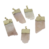 Rose Quartz Pendant, with Zinc Alloy, gold color plated, druzy style - Approx Approx 