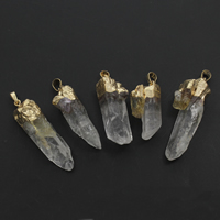 quartz clair Pendentif, avec alliage de zinc, glaçon, Placage de couleur d'or - Environ Environ Vendu par sac