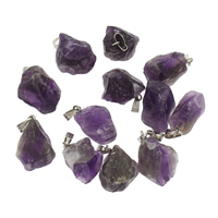 Amethyst Pendant, with Zinc Alloy, platinum color plated, February Birthstone - Approx 2mm, Approx 