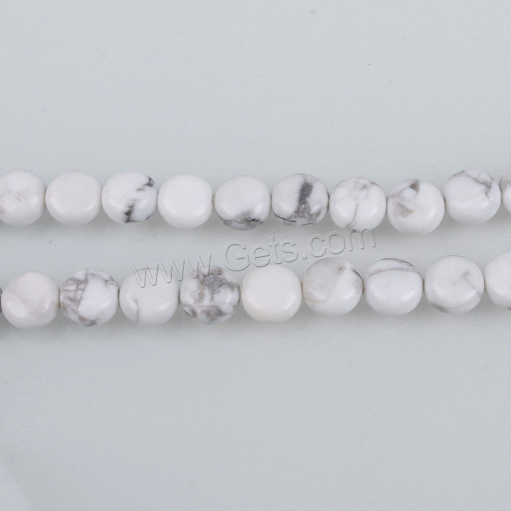 Natürlicher weißer Türkis Perle, flache Runde, verschiedene Größen vorhanden, Bohrung:ca. 0.5-1.5mm, Länge:ca. 16 ZollInch, verkauft von Strang