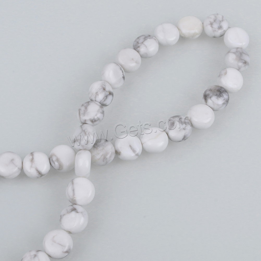 Natural White Turquoise Beads, Flat Round, different size for choice, Hole:Approx 0.5-1.5mm, Length:Approx 16 Inch, Sold By Strand