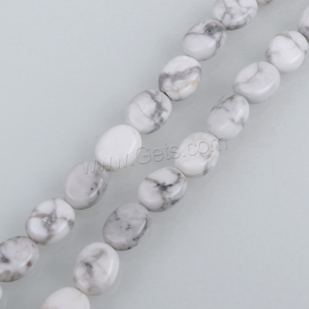 Natürlicher weißer Türkis Perle, flachoval, verschiedene Größen vorhanden, Bohrung:ca. 0.5-1.5mm, Länge:ca. 15.5 ZollInch, verkauft von Strang